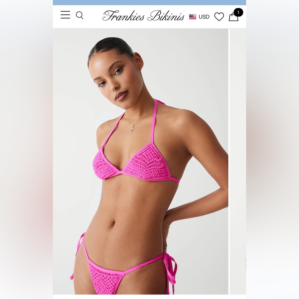 Frankie's Bikinis Hot Pink Crochet Bikini